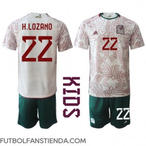 México Hirving Lozano #22 Segunda Equipación Niños Mundial 2022 Manga Corta (+ Pantalones cortos)